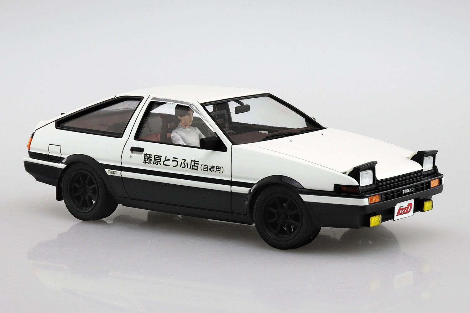 Aoshima 1/24 Initial D #14 Takumi Fujiwara AE86 Trueno (Project D Ver. With Driver Figure) Model Kit