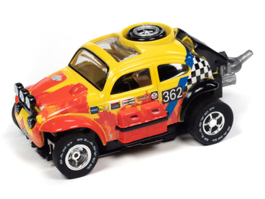 Auto World 1965 Volkswagen Baja Bug (Red, Yellow) Rally World Stage X-Traction HO Slot Car