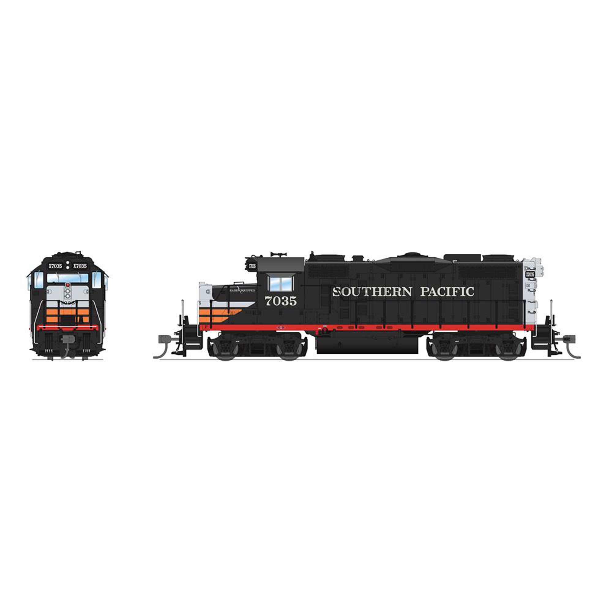 HO EMD GP20 Locomotive, Black Widow, Paragon 4, SP 7035