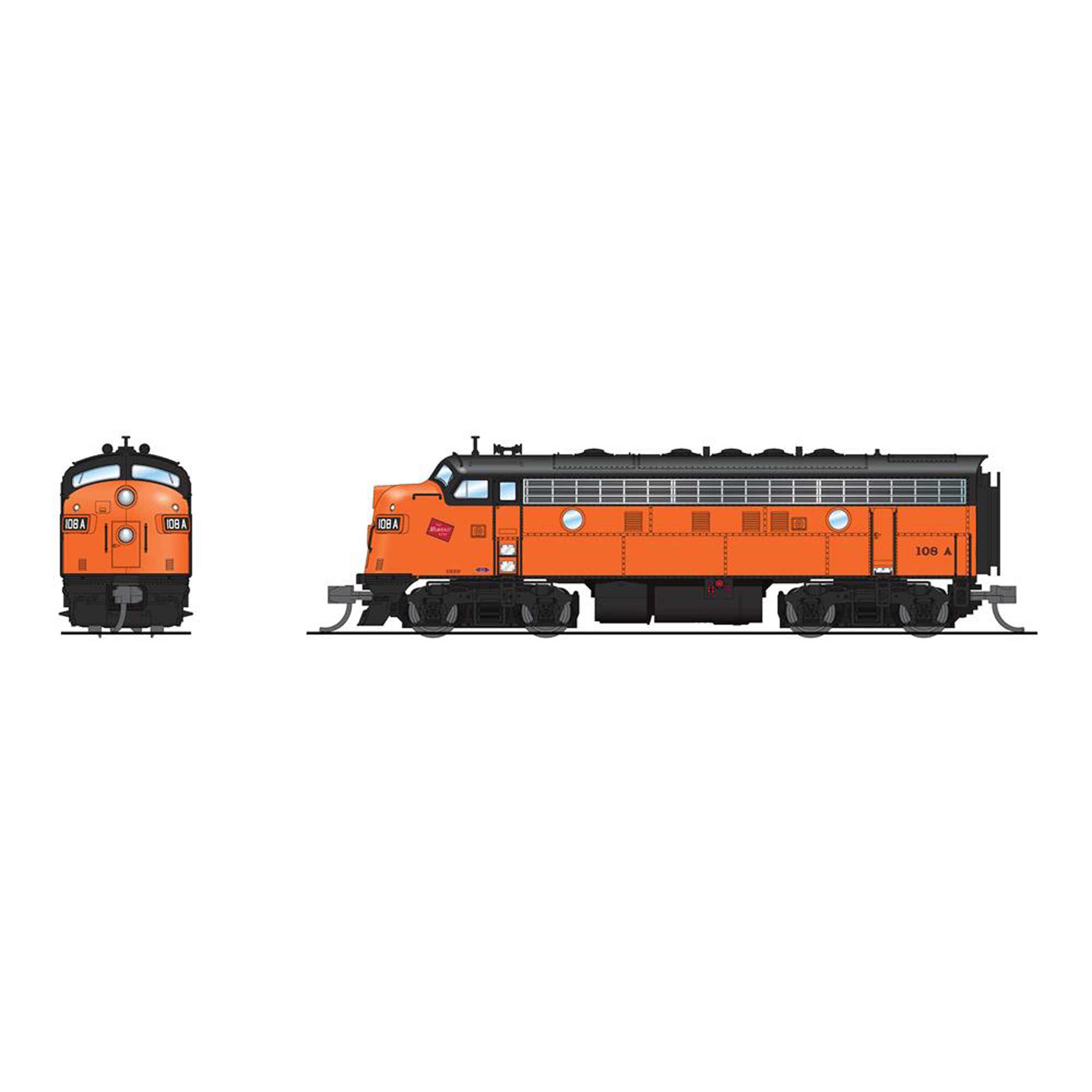 N EMD F7A Locomotive, Orange & Black, Paragon4, MILW #113A