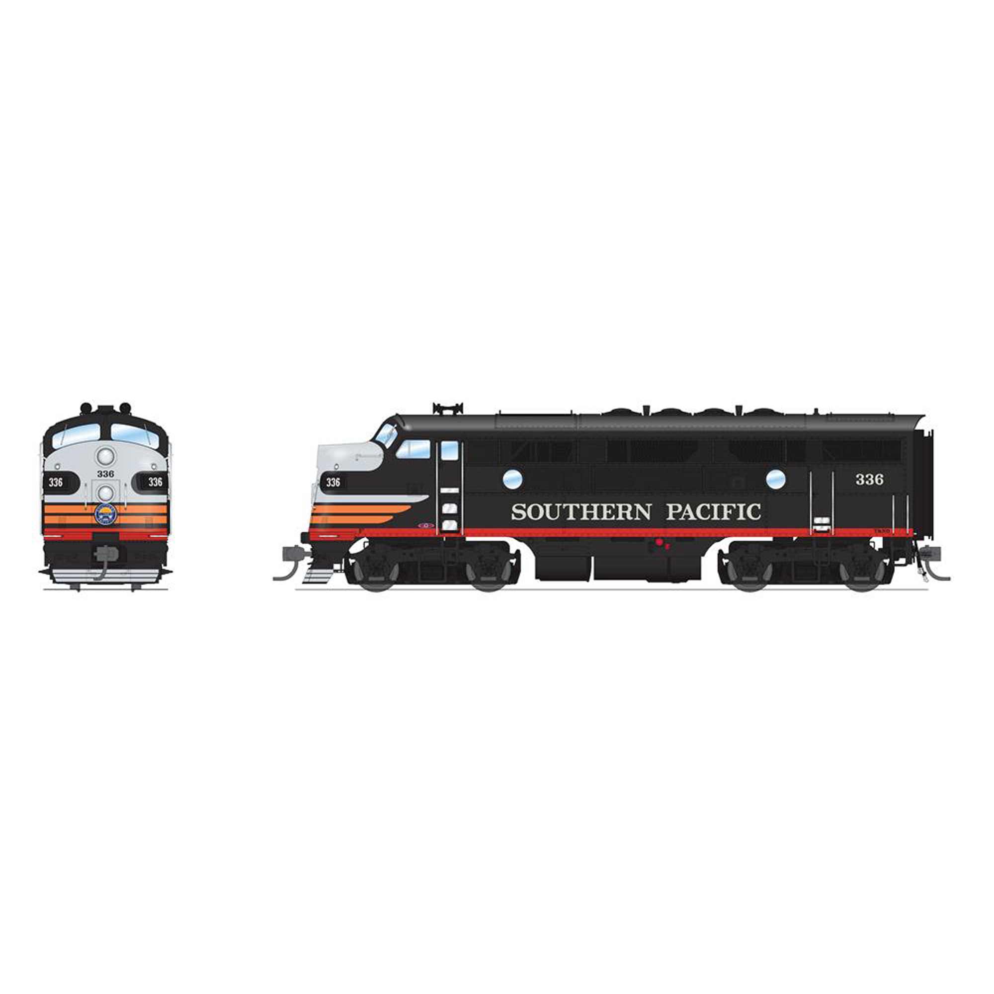 HO EMD F3 Locomotive A/B, SP 336 / 536, Black Widow with Paragon4