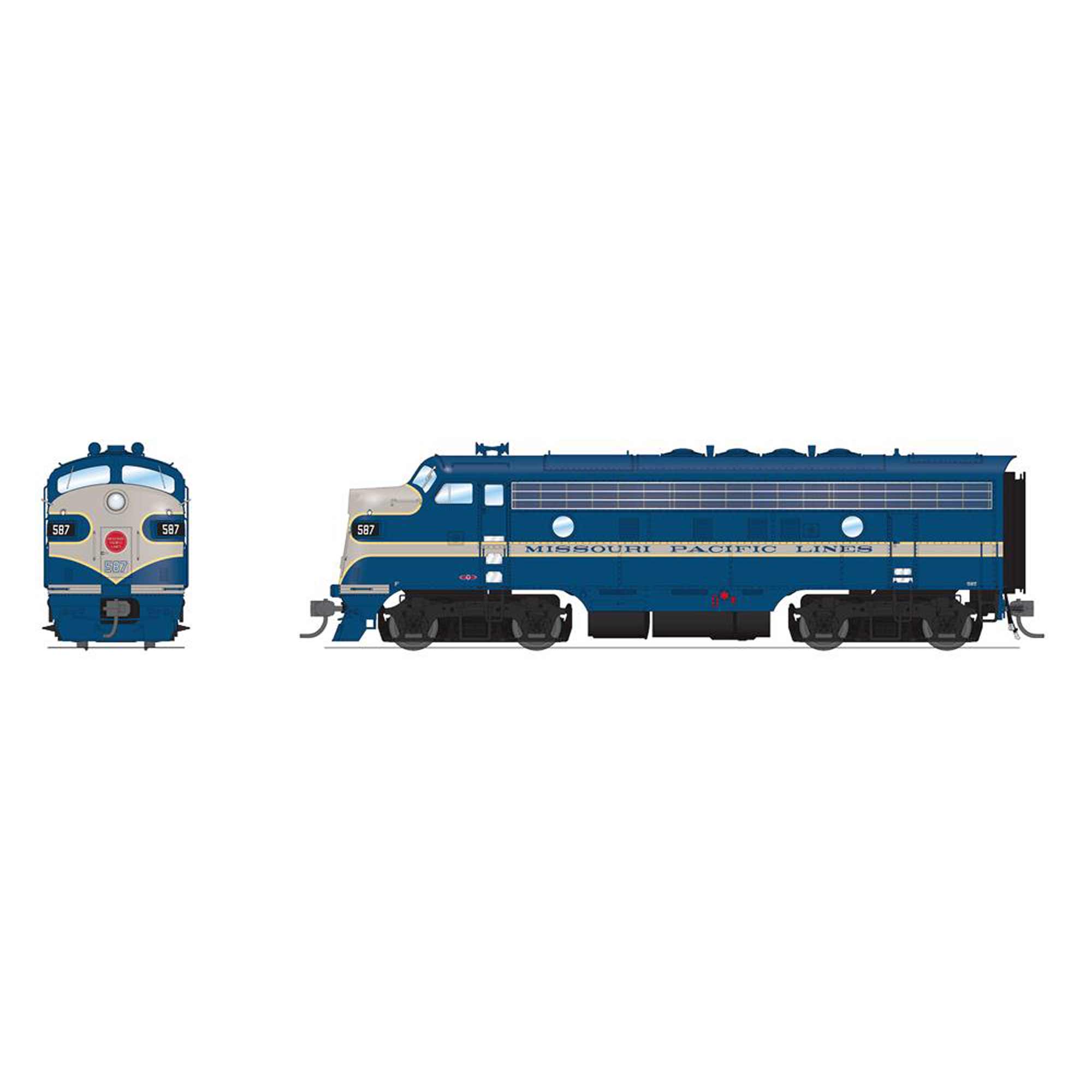 HO EMD F7 Locomotive A/B Set, MP 587 / 587B, Eagle Scheme with Paragon4