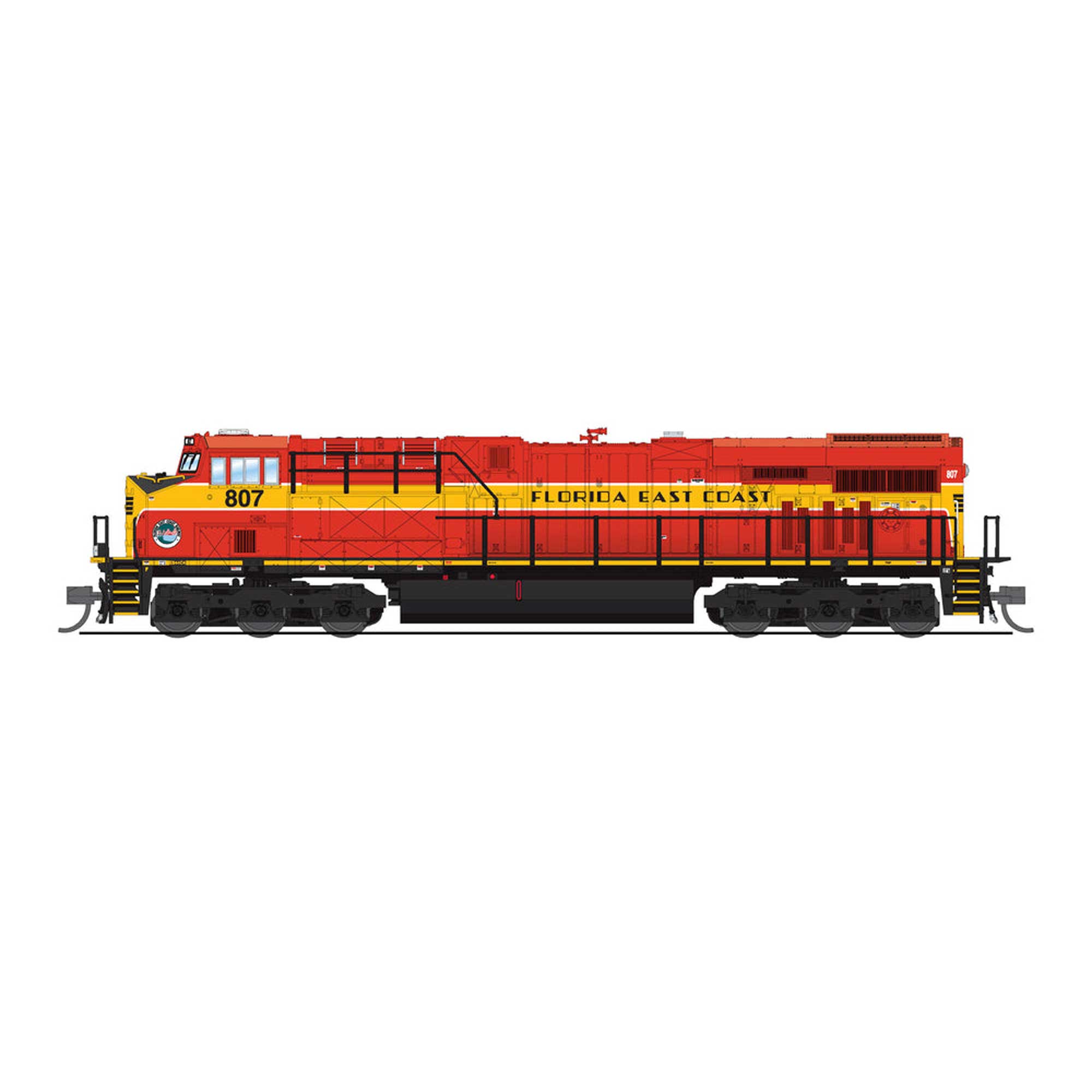 N GE ES44AC Locomotive with DCC & Sound, FEC 816, Red & Yellow