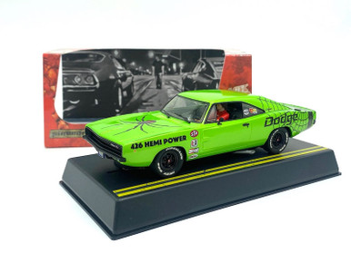 Pioneer Dodge Hemi Charger ‘Black Widow’ Street Racer (Metallic Green) 1/32 Slot Car