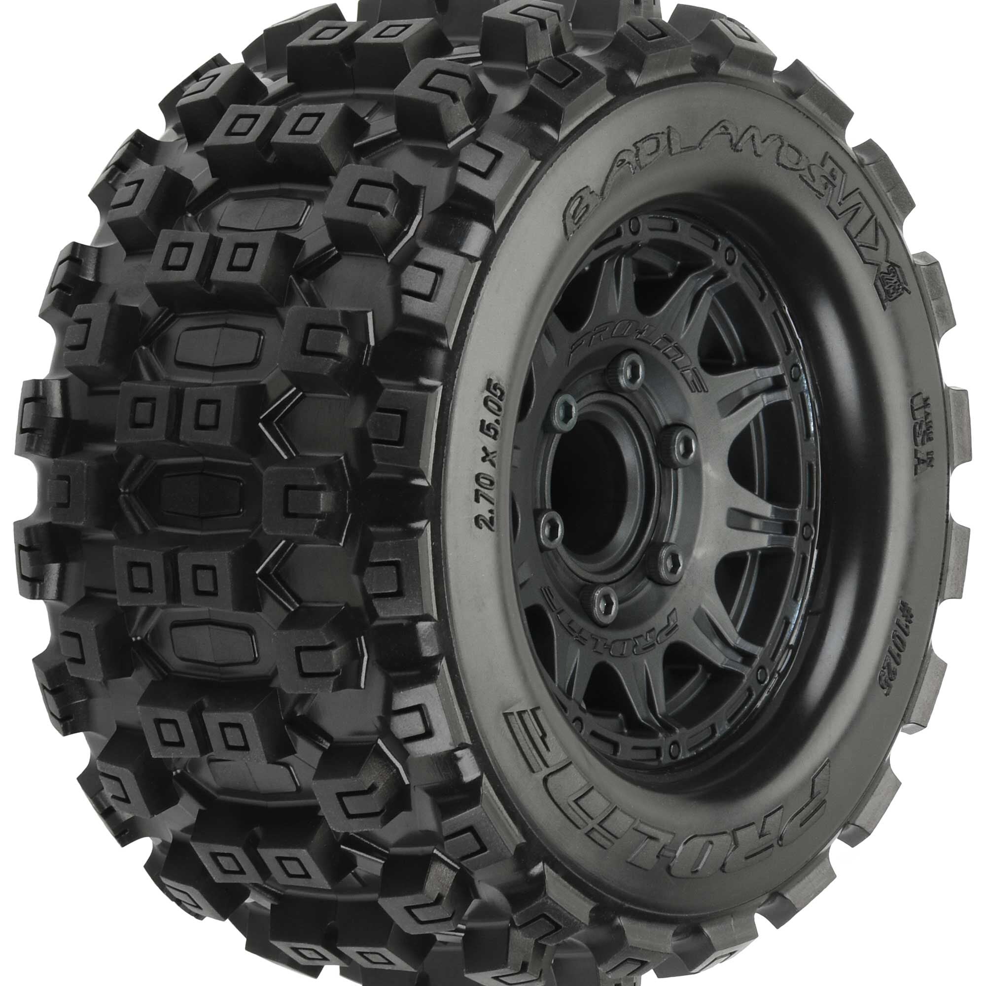 Pro-Line 1/10 Badlands MX28 Fr/Rr 2.8″ MT Tires Mounted 12mm Blk Raid (2)