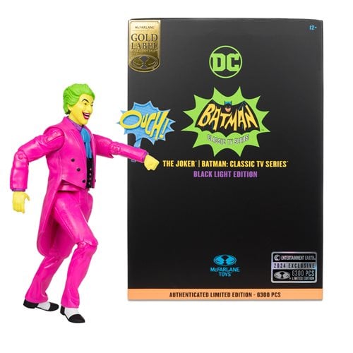 McFarlane Toys DC Retro The Joker Batman: Classic TV Series Black Light Gold Label 6-Inch Action Figure – Entertainment Earth Exclusive