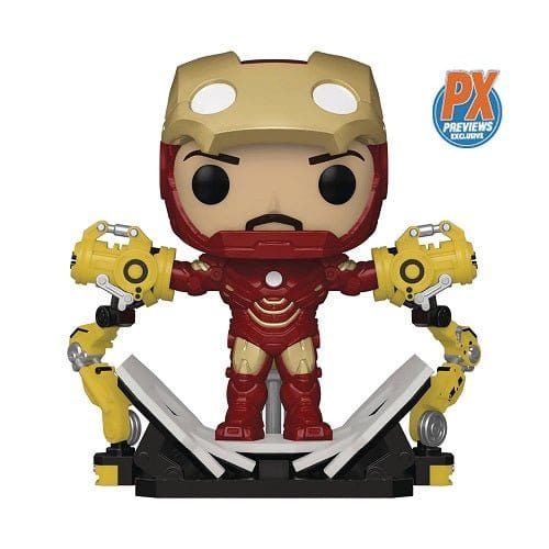 Funko Pop! 905 – Marvel Iron Man with Gantry Glow-in-the-Dark Deluxe Vinyl Bobble Head – PX