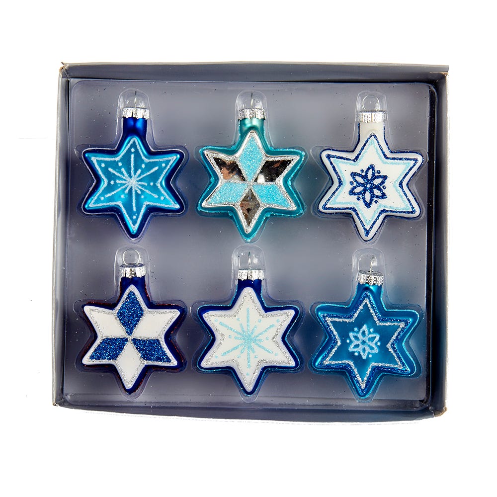 Jewish Stars With Glitter Glass Ornam…