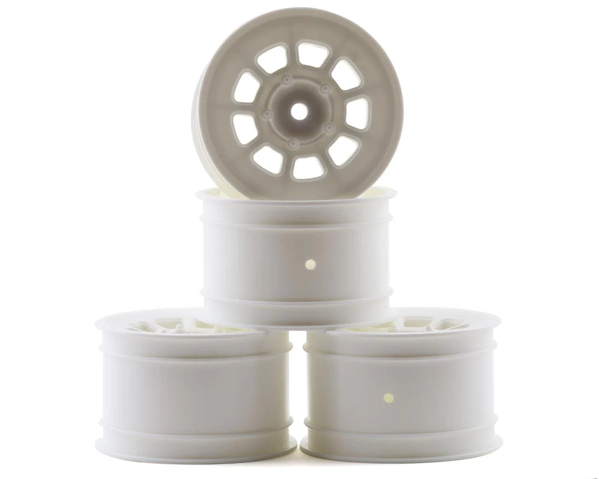 9 Shot 2.2 Dirt Oval Rear Wheels (White) (4) (B6.1/XB2/RB7/YZ2) w/12mm Hex