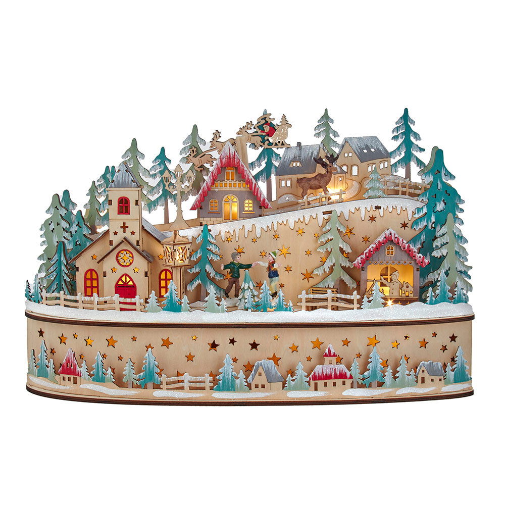 Light-Up Wooden Christmas Village Wit…