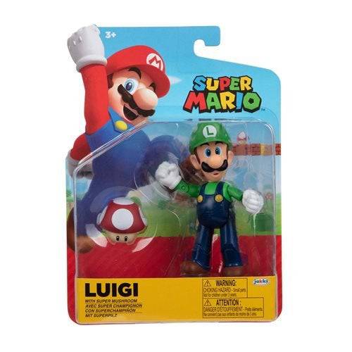 World of Nintendo 4 Inch Action Figure – Luigi with Super Mushroom